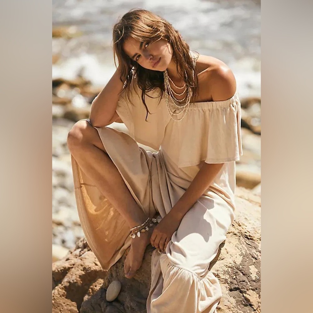 NWOT Free People FP Beach Lynne Midi Dress Beige Size: XS